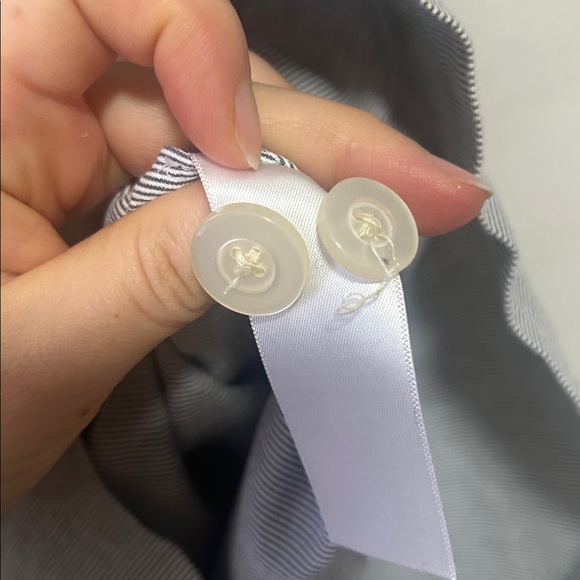 EVERLANE The Cotton Weave Romper 100% Cotton Grey White Stripe Button Front 10 - Picture 11 of 11